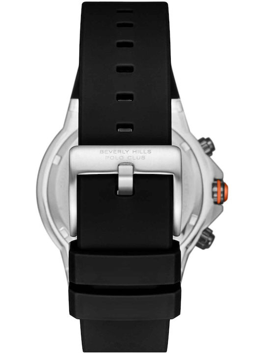 Beverly Hills Polo Club Dual Time Men's Watch Battery with Black Rubber Strap