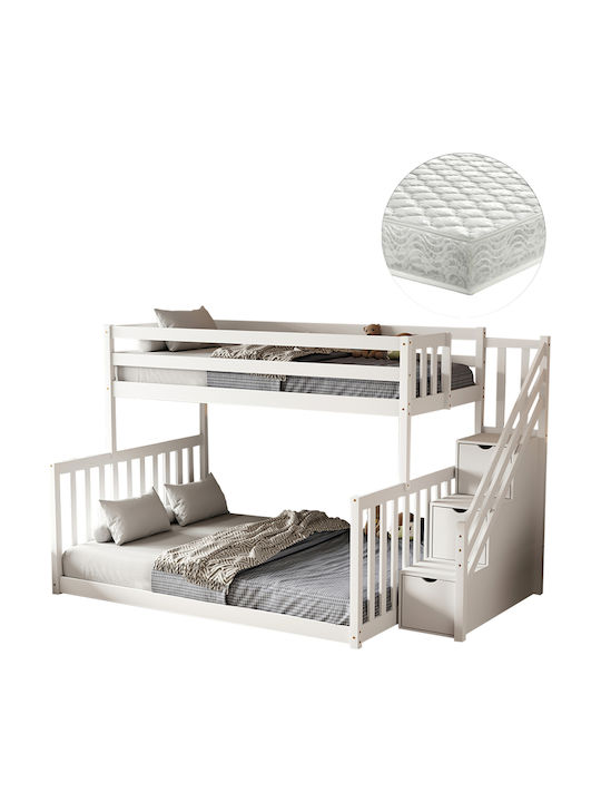 Beamer Kinderbett Koje Semi-Doppel Weiß für Matratze 140x190cm