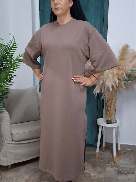 Midi Damenkleid mit Tränen Beiges