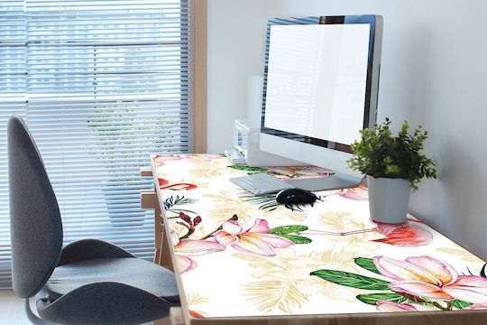 Vinyl Desk Pad Flamingo In Flowers 90x45 Cm