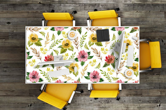 Vinyl Unterlage Tastatur & Maus Aquarell Blumen 100x50 cm