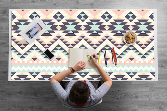 Vinyl Schreibtischunterlagen Tastatur Maus Ethnografisches Muster 90x45 cm