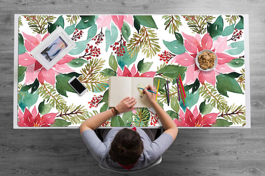 Desk Protector Decorative Print Red Stars 90x45 Cm