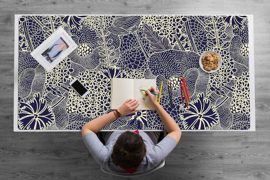 Protecție Pentru Suprafața Biroului Model Modern Cu Design Albastru 100x50 Cm