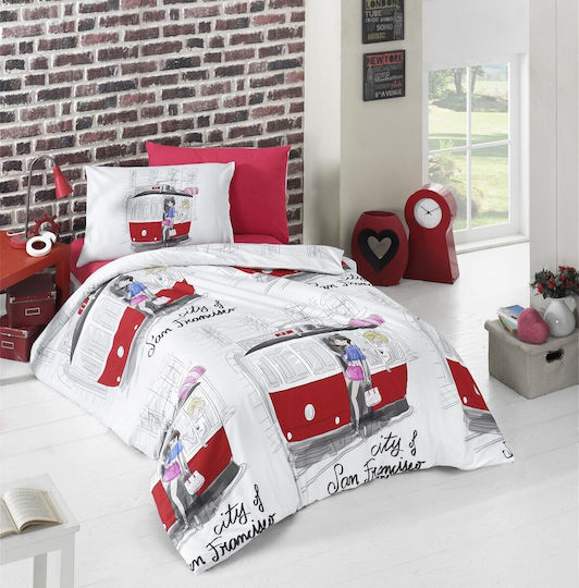 Rythmos Kids Duvet Set Single with Pillowcase San Francisco White 160x240cm