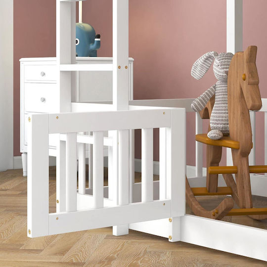 Playkid Детско Легло Двуетажно Единично с Матрак Бял 90x190см