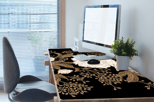 Vinyl Desk Pad Keyboard Mouse Rosettes Retro Style 100x50 Cm