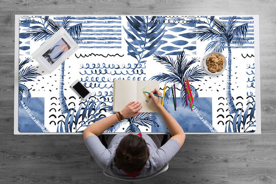 Tăvi Pentru Birou Organizare Tastatură Mouse Albastră Palmă 120x60 Cm