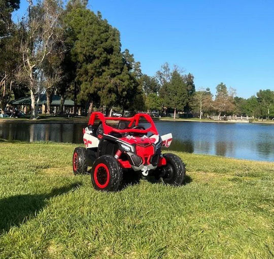 Can-am Maverick X3 Două Locuri cu Telecomandă Licențiat 24 Volt Roșu pentru 3+ Ani