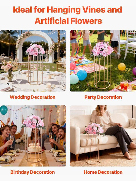 Wedding Flower Base Vevor 10 Pieces Flower Base Column 60cm Flower Bases Acrylic Laminate Hexagonal Cubic Flower Display Base Wedding Party Birthday Home Gold Centerpiece Bases