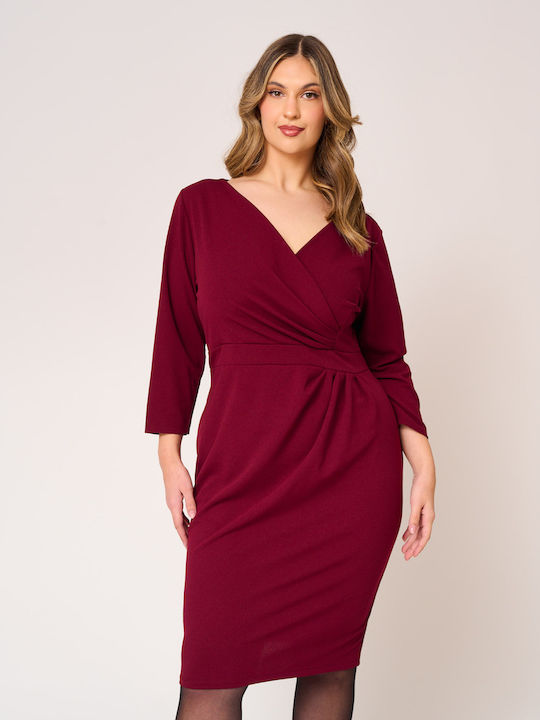 Midi Dress for Wedding / Baptism Burgundy