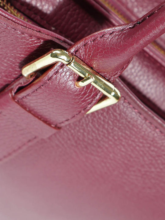 Leather Women's Bag Tote Handbag Burgundy