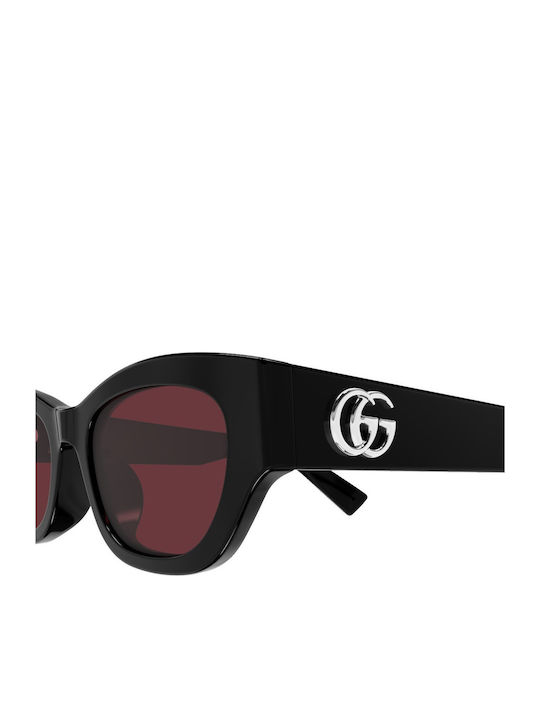 Gucci Damen Sonnenbrille mit Schwarz Kunststoff Gestell und Rot Linse GG1954SA 004
