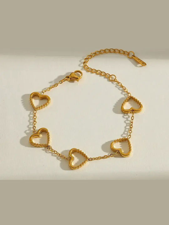 Women's Bracelet with design Heart made of Steel Gold Plated