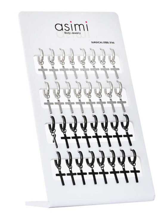 Asimi Body Piercing Single Earring Hoop made of Steel with Stones