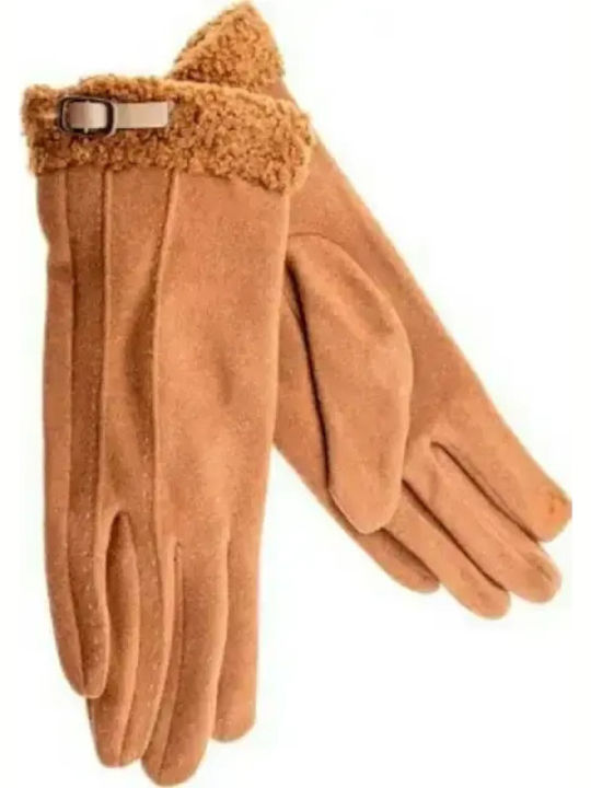 Frauen Set mit Beanie Gestrickt in Braun Farbe