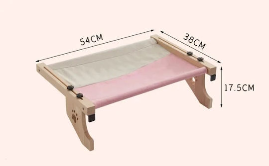 Hammock Cat Bed Adjustable Wooden Base M55xW38xH17.5cm Teddy Fleece Black and White