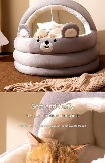 Cat and Dog Nest Semi-Enclosed Toy – 40x40x33cm – Removable Pp Cotton Cushion – Non-Slip Bottom – Brown