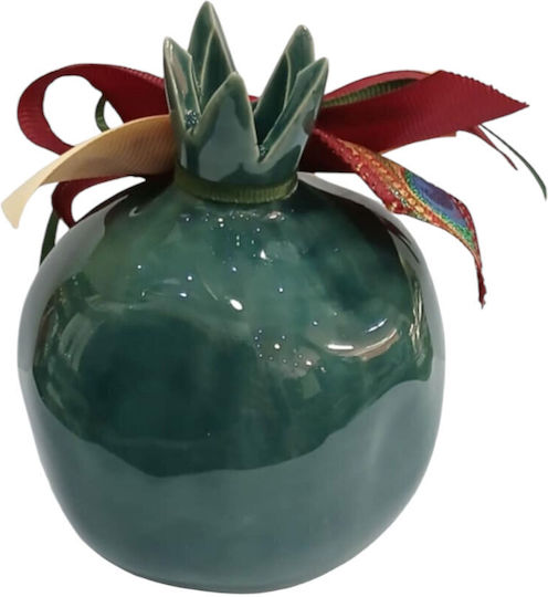 Kalliopi Silver Tabletop Lucky Charm Pomegranate Green Ceramic 2026 10x12cm 1pcs