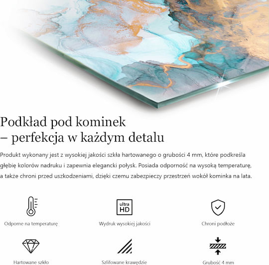 Закалено Стъкло Пред Камина Мотив Мозайка Плочки 60x40 См