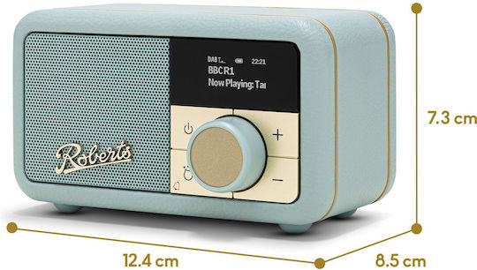 Roberts Revival Petite 2 Tabletop Radio Rechargeable DAB+ with Bluetooth Duck Egg Blue