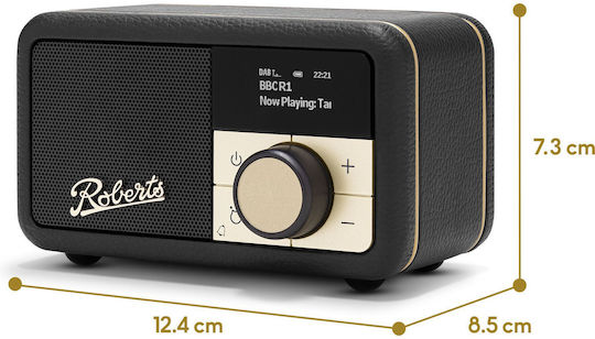 Roberts Revival Petite 2 Tabletop Radio Rechargeable DAB+ with Bluetooth Black