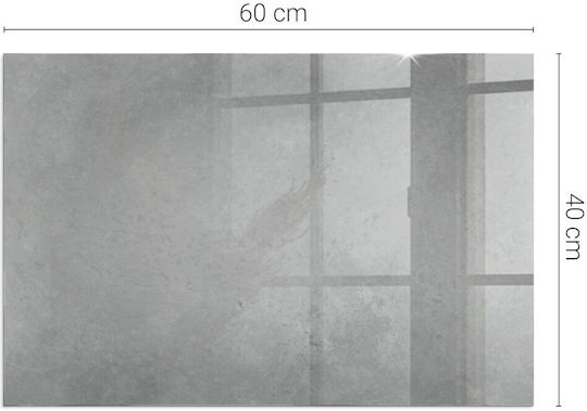 Hardened Glass Front Fireplace Concrete Effect 60x40 Cm