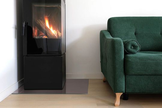 Монтиране Закалено Стъкло Пред Камина Под Млечнобежово 60x40 См