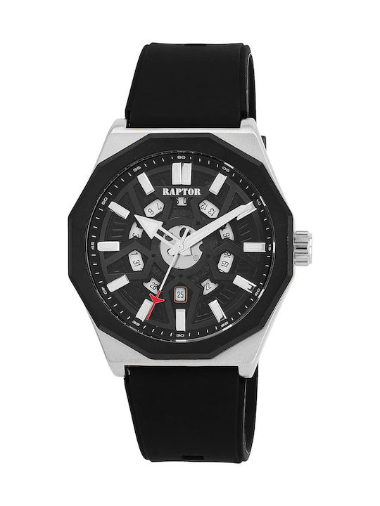 Raptor Men's Watch Battery with Black Rubber Strap