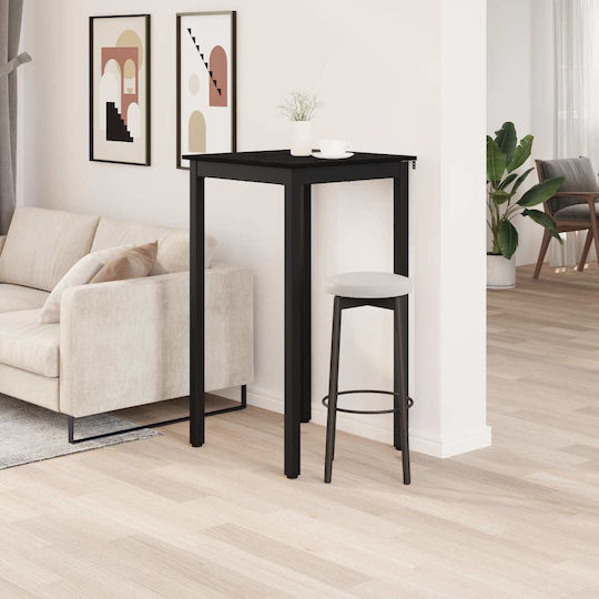 Bar Table Wooden with Metal Frame Black 60x60x105cm