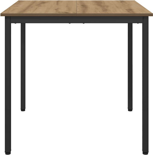 Artisan Dining Room Table Wooden with Metal Frame Brown 80x80x75cm