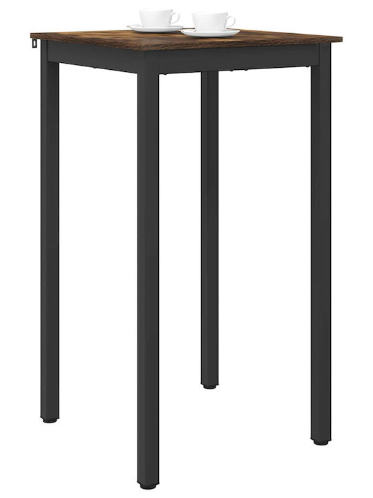 Table Dining Room Wooden with Metal Frame Gray 60x60x105cm