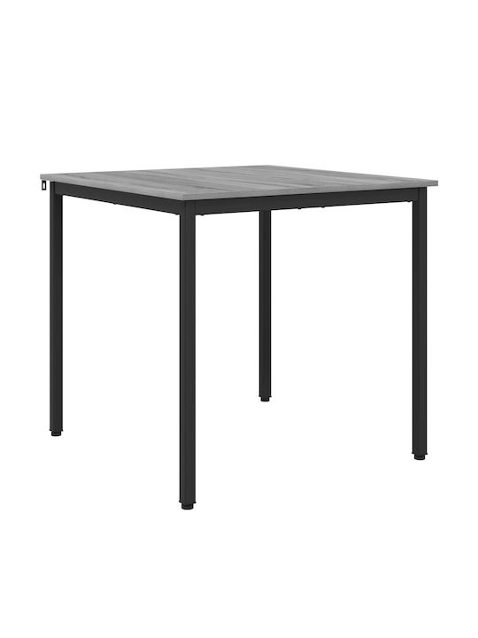 Table Dining Room Wooden with Metal Frame Gray 80x80x75cm