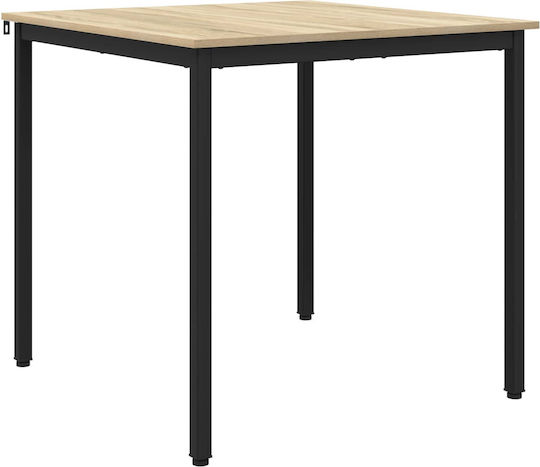 vidaXL Sonoma Dining Room Table Wooden with Metal Frame Grey 80x80x75cm