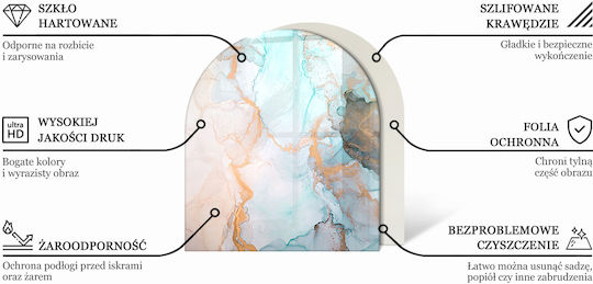 Glasbasis Vorne Kamin Gehärtetes Glas Design Braun 80x70 cm