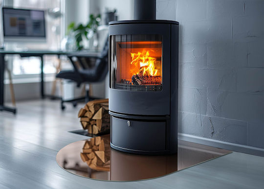 Glasbasis Vorne Kamin Gehärtetes Glas Design Braun 80x70 cm