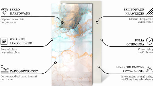 Tempered Protective Glass Front Fireplace Abstract Background Texture 140x70 Cm