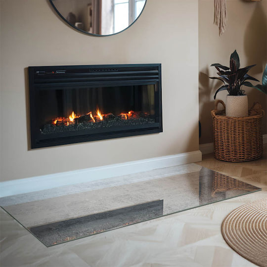 Tempered Protective Glass Front Fireplace Abstract Background Texture 140x70 Cm