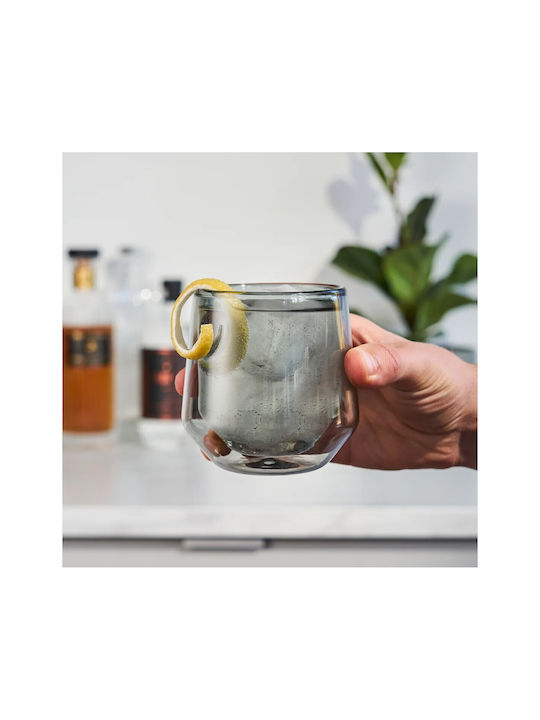 Aurora Set of Glasses Cocktail/Drinking / White Wine / Coffee/Freddo made of Glass in Gray Color 266ml 2pcs
