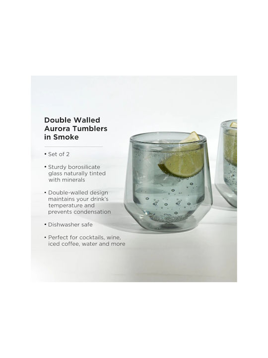 Aurora Set of Glasses Cocktail/Drinking / White Wine / Coffee/Freddo made of Glass in Gray Color 266ml 2pcs