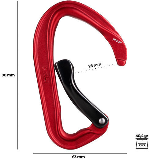 Classic Carabiner Fixe Climbing Picot Curve Red