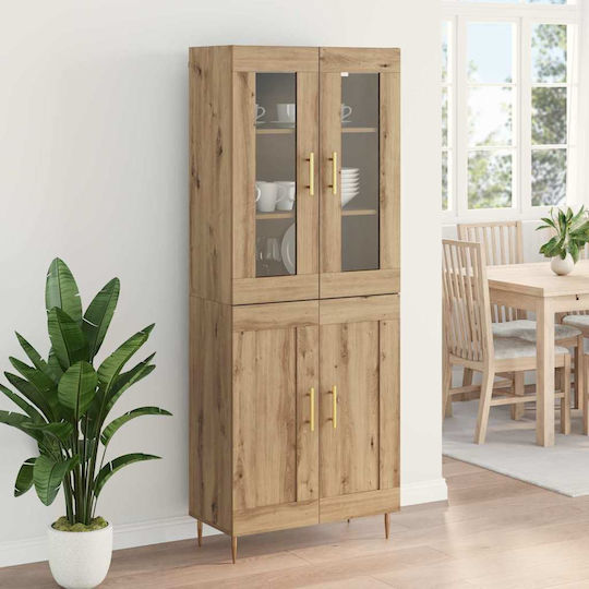 Highboard Κρεμαστή Βιτρίνα από Μοριοσανίδα με Τζάμι Artisan Oak 69.5x34x180cm 3416047 Highboard Κρεμαστή Βιτρίνα από Μοριοσανίδα με Τζάμι Artisan Oak 69.5x34x180cm 3416047