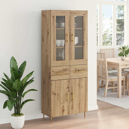 Highboard Κρεμαστή Βιτρίνα από Μοριοσανίδα με Τζάμι Artisan Oak 69.5x34x180cm 3416053 Highboard Κρεμαστή Βιτρίνα από Μοριοσανίδα με Τζάμι Artisan Oak 69.5x34x180cm 3416053