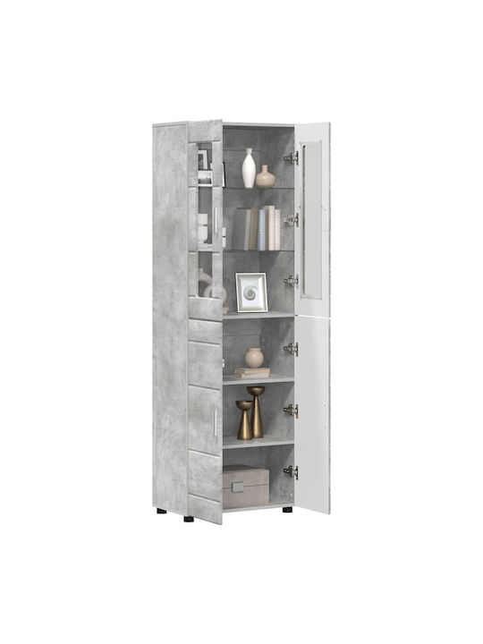 Highboard Επιδαπέδια Βιτρίνα Σαλονιού από Μοριοσανίδα με Τζάμι Γκρι 60x35x182cm