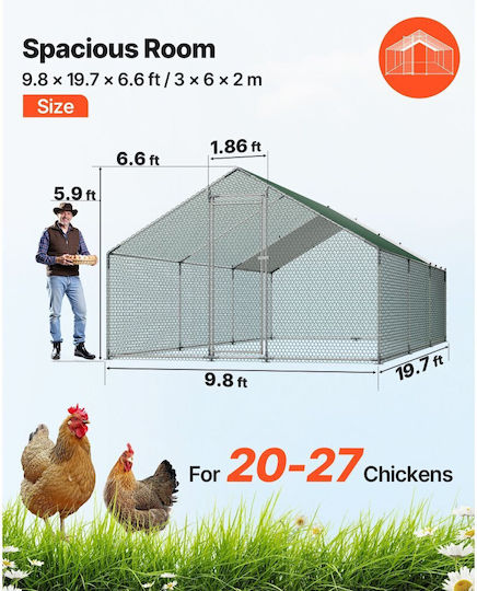 Vevor Metallic Poultry Coop L0.19 x W0.09 x H0.06m
