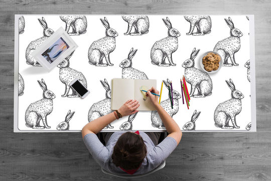 Desk Protector Keyboard Mouse White Rabbits 100x50 Cm