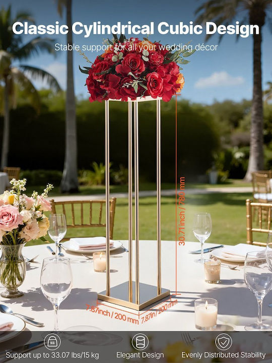 Wedding Flower Base Vevor 10 Pieces Flower Base Column 80cm Flower Bases Metal Laminate Cylindrical Cubic Flower Display Base Wedding Party Birthday Home Gold Central Decoration Bases