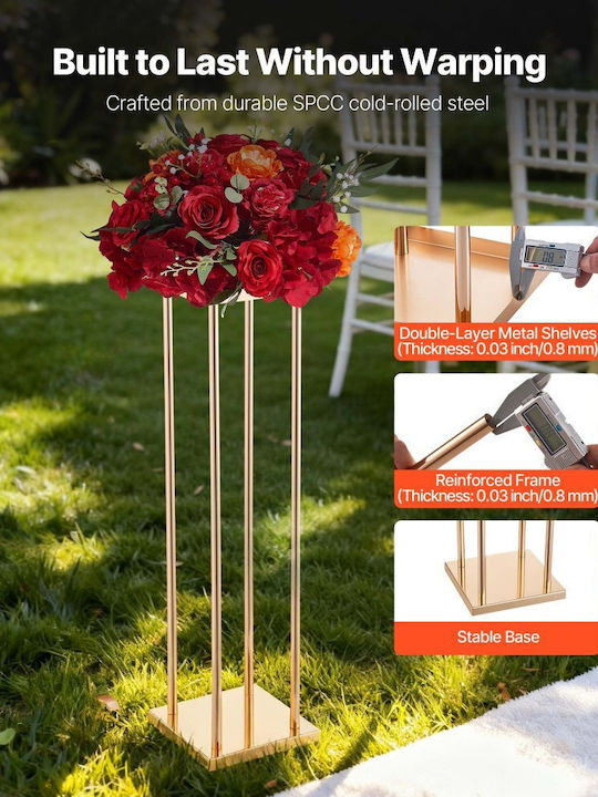 Wedding Flower Base Vevor 10 Pieces Flower Base Column 80cm Flower Bases Metal Laminate Cylindrical Cubic Flower Display Base Wedding Party Birthday Home Gold Central Decoration Bases
