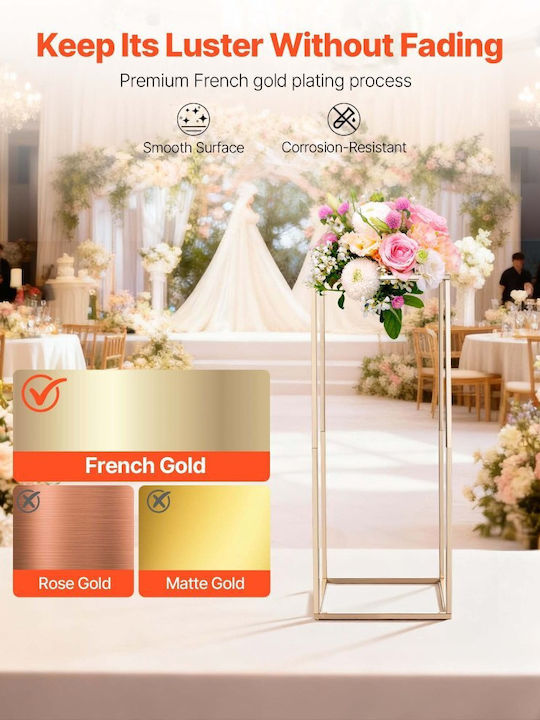 Wedding Flower Base Vevor 10 Pieces Flower Base Column 60cm Flower Bases Hidden Screw Rectangular Cubic Florist Shelf Wedding Party Birthday Home Gold Centerpiece Bases