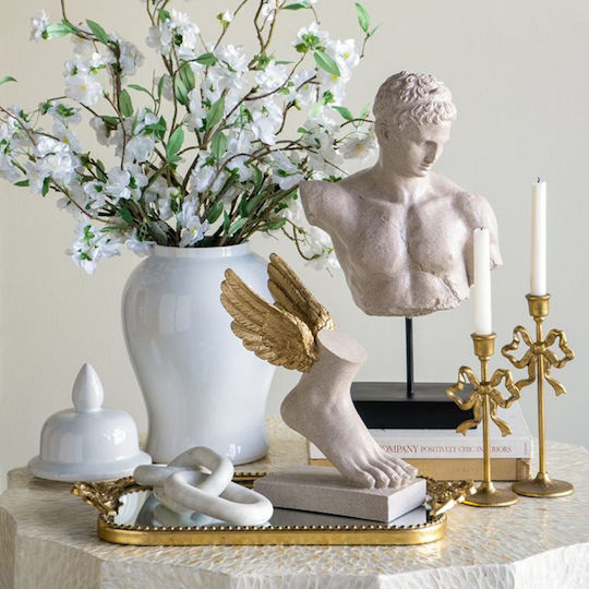 Artekko Διακοσμητικό Βάζο Κεραμικό Melania Λευκό 24x24xΥ48cm